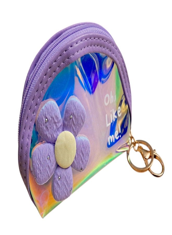 Technochitra Flower Dreams Holographic Mini Coin Pouch Keychain for Fashion-Forward Girls & Women - Image 1